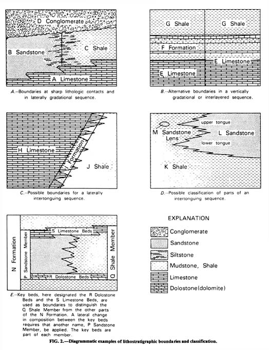 Image of Fig. 2. Diagrammatic examples of lithostratigraphic boundaries and classification